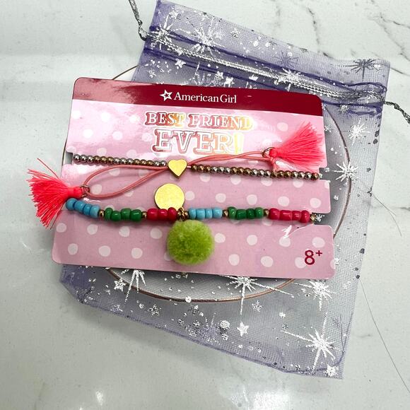 American Girl Best Friend Bracelet Set – 2pc Colorful Stretch Bracelets (NEW) - Picture 1 of 4